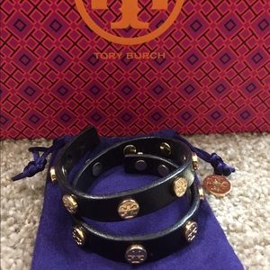 Authentic Tory Burch Double-Wrap Stud Bracelet.