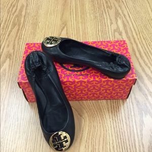 Black/Gold Tory Burch Reva Ballet Flats 7M