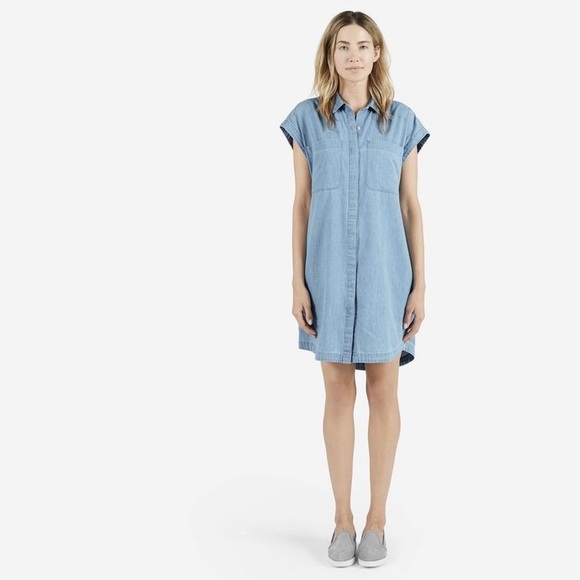 Everlane Short Sleeve Shirt Dress Denim/Chambray