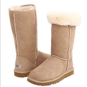 UGG Womens Boots Classic Tall Sheepskin Suede Sand