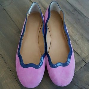 J Crew pink and navy fun flats
