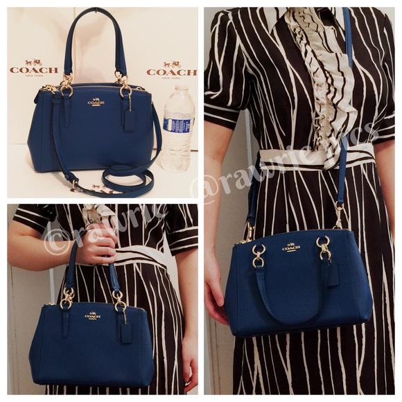 Coach Handbags - Coach blue leather Carryall Tote Satchel NWOT