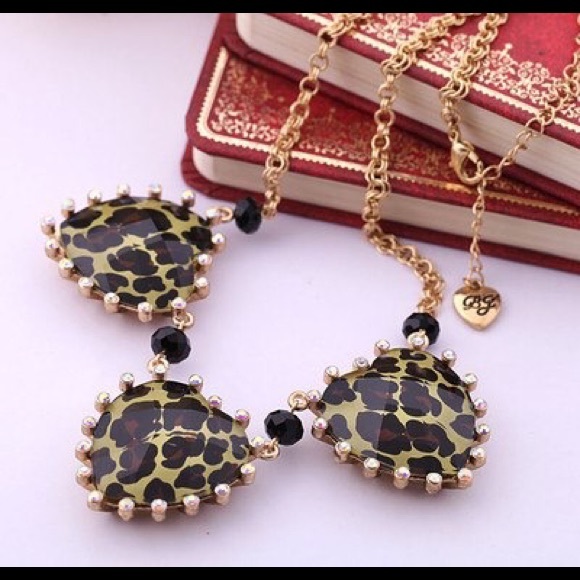 BJ leopard print with hearts necklace