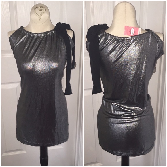 Cute Silver Dress; Size Small; Shoulder Tie; NWT!