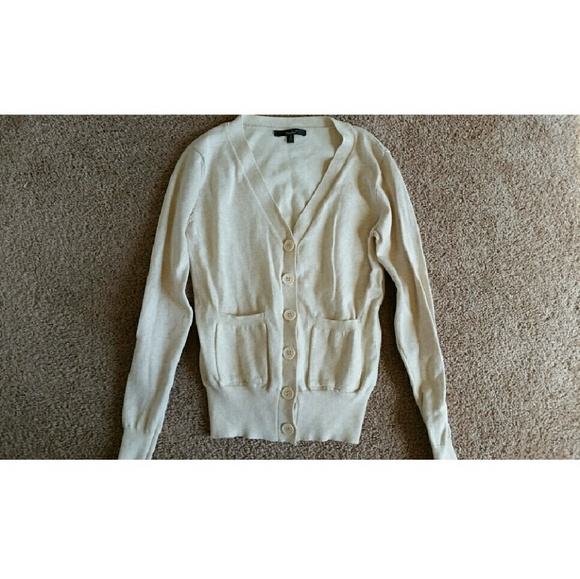 Cream elbow patch cardigan