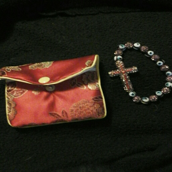 Purple Evil Eye Cross Bracelet