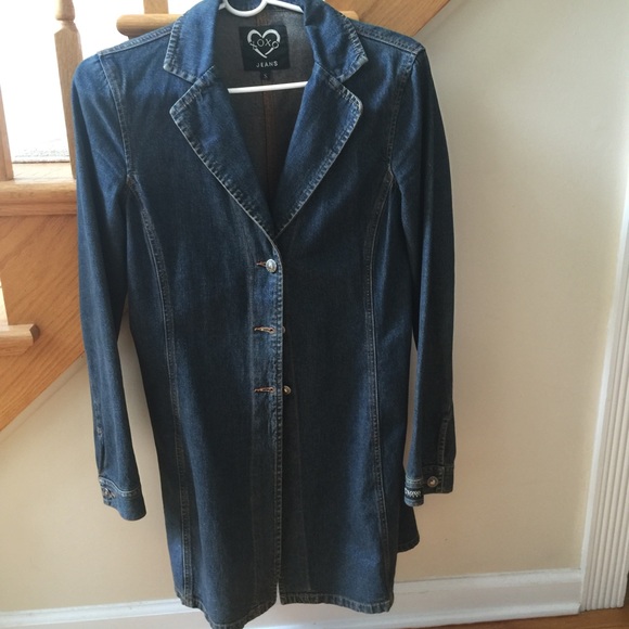Denim knee length spring coat