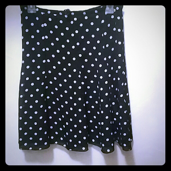 Black skirt with white polka dots