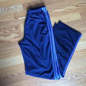 navy with purple stripe adidas running pants