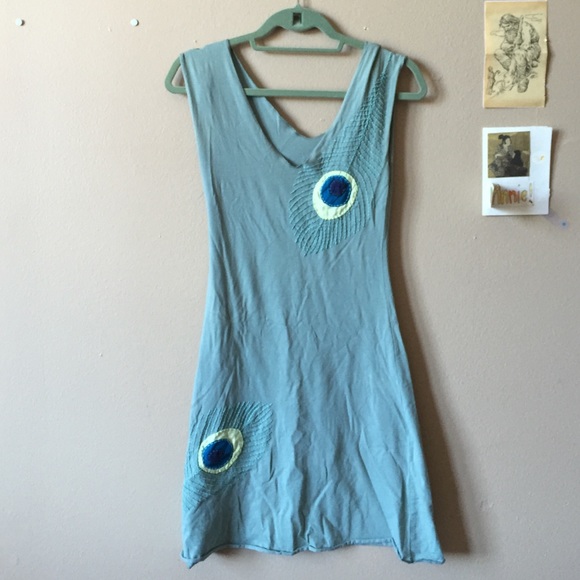 Bodycon dress with peacock feather detailing
