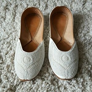 Leather Beaded Leather Flats