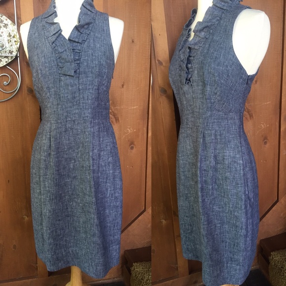 Fantastic Blue Tailored Dress Ruffled Collar