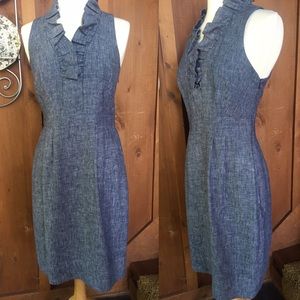 Fantastic Blue Tailored Dress Ruffled Collar