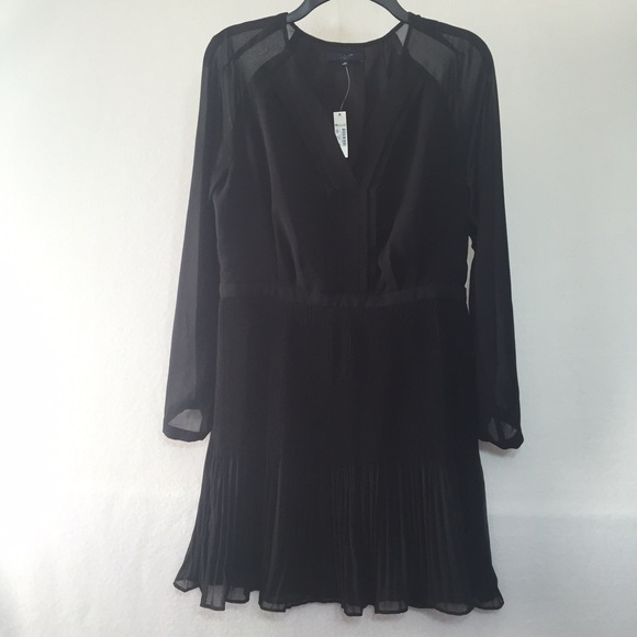 NWT Madewell pleated sheer- sleeve dress sz8