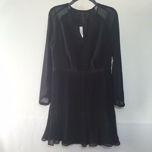 NWT Madewell pleated sheer- sleeve dress sz8