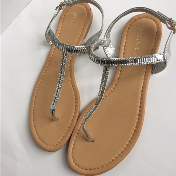 Rhinestone & Silver Thong Sandals Size 10 *NEW* - Picture 4 of 4