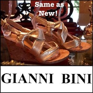 Gianni Bini Gold Wedge Sandals