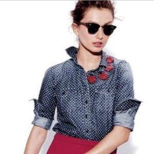 JCrew Star Dot Denim Chambray Shirt