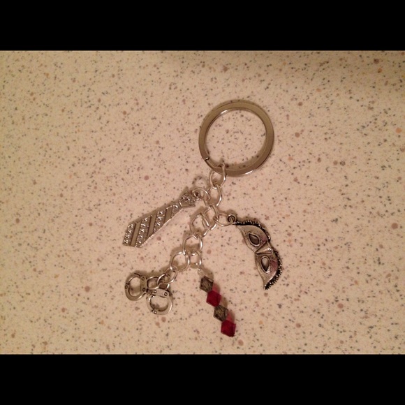 Handmade 50 Shades of Grey Keychain Swarovski