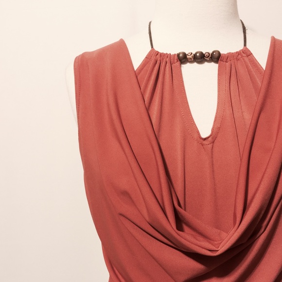 Tops - 2 Tiered Knit Orange Mock Halter Top