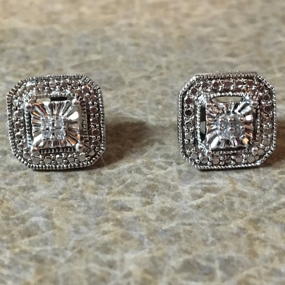 Silver diamond earrings