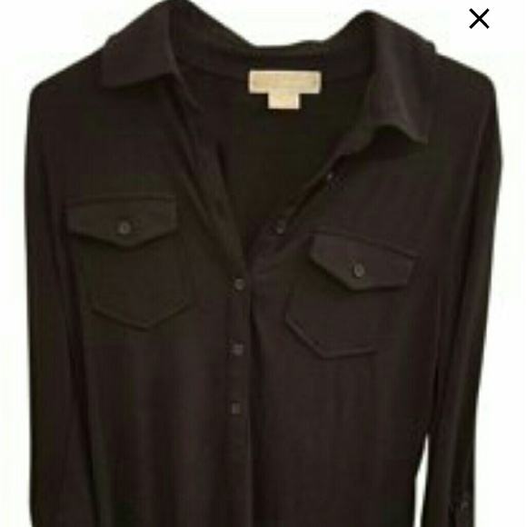 Michael Kors Long Sleeve Black Shirt Dress sz sm