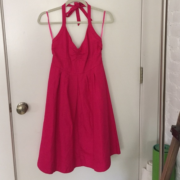 J. Crew hot pink cotton dress