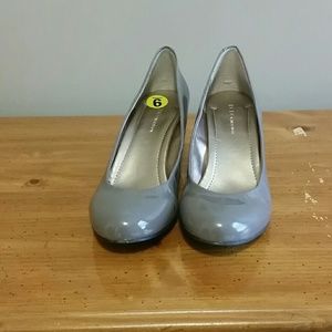 BCBGeneration grey nude wedges size 9