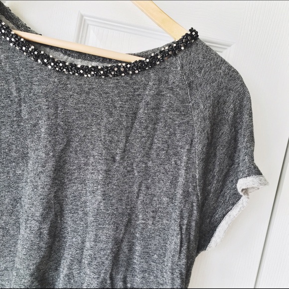 🚫SOLD🚫 on Merc Loft Grey Beaded Sweater Shirt