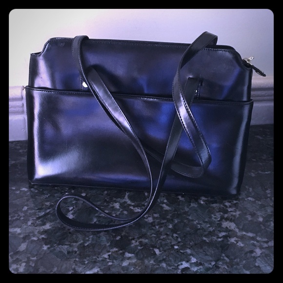 Brooks Brothers Black Leather Tote Purse Briefcase