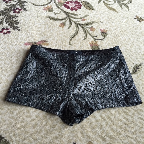 High waisted ornate silver shorts