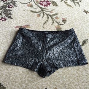High waisted ornate silver shorts