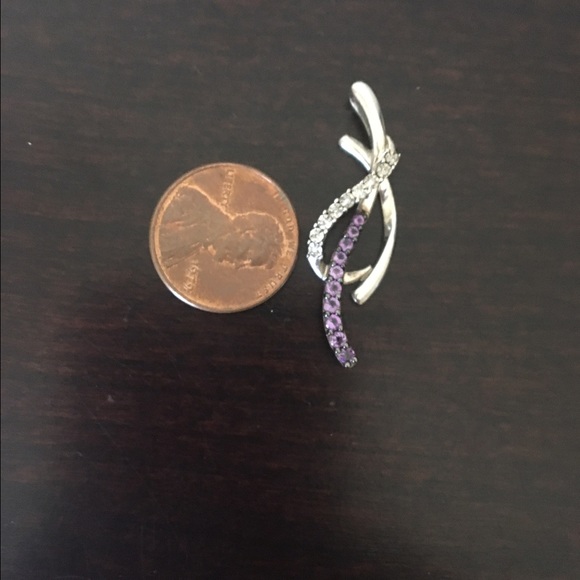 Diamond/amethyst necklace pendant Sterling silver