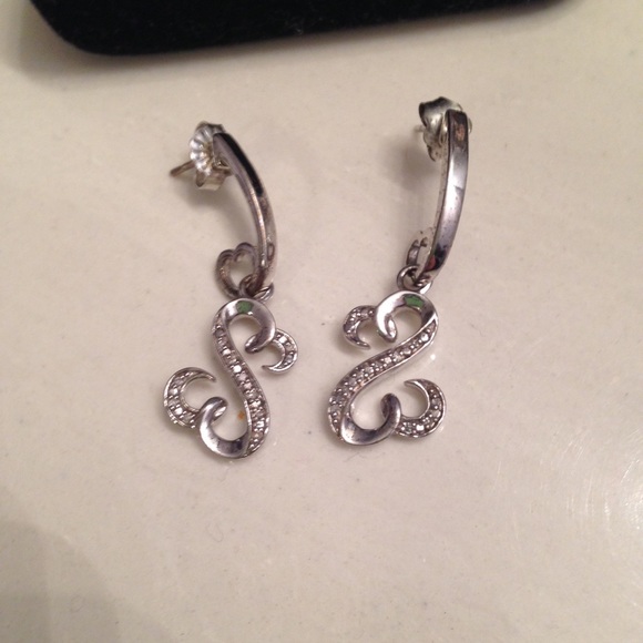 Open Heart Earrings 1/20ct DiamondsSterling Silver