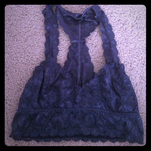 Grey lace halter bralette