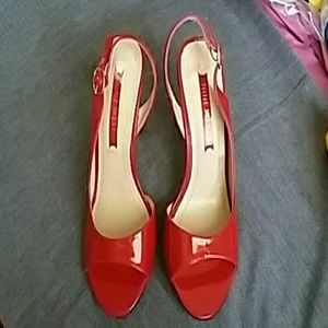Nine West Cherry Red 6.5 Peep toe heels sling back