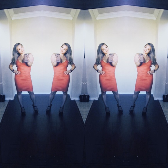 SASHA faux suede rust bodycon dress - Picture 2 of 3