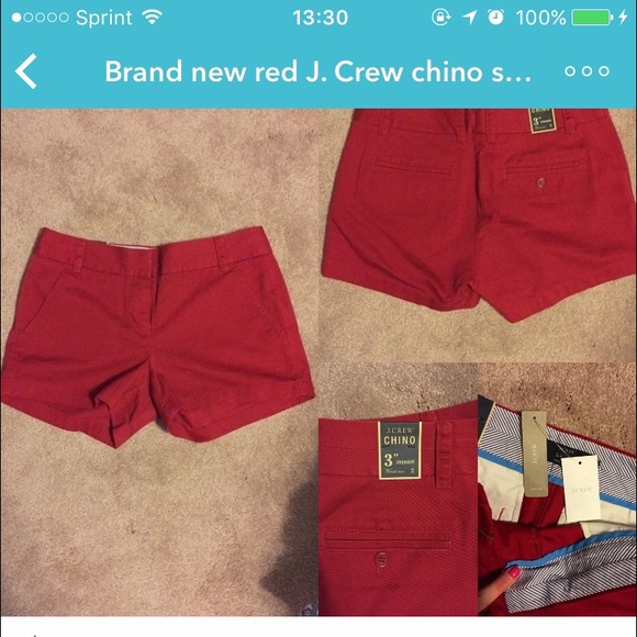Red J crew chino shorts