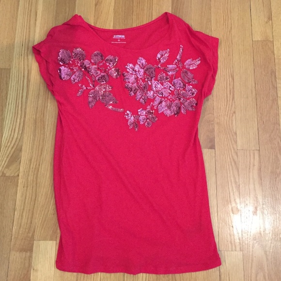 Express red sequin t-shirt sz S