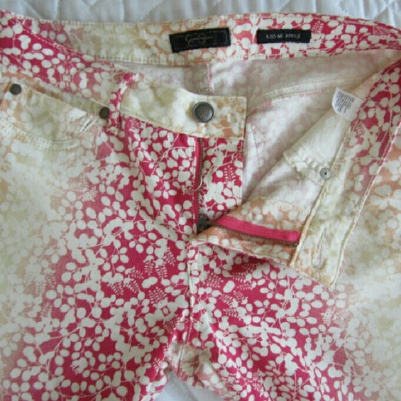 Jessica Simpson Ankle Skinny Kiss Me Print Jeans Barbiecore Pink Fashion - Picture 2 of 4