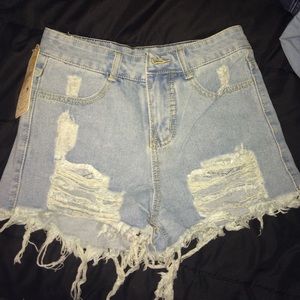Ripped High Waisted Shorts