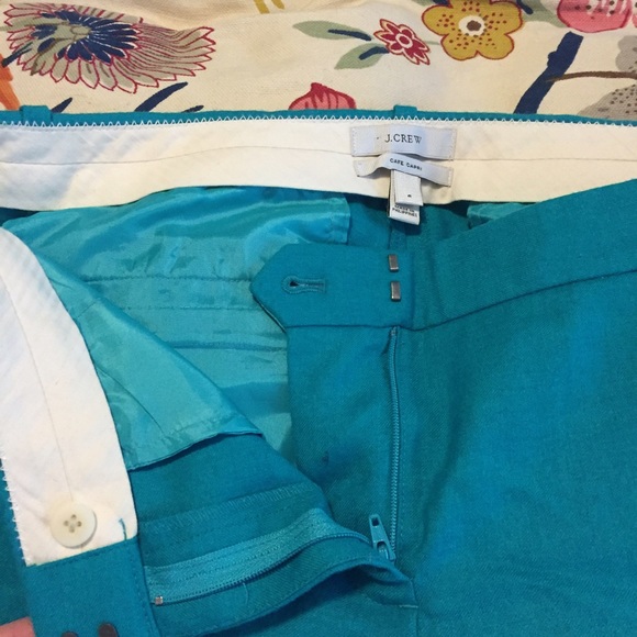 J. Crew cafe Capri teal suit pants sz 6