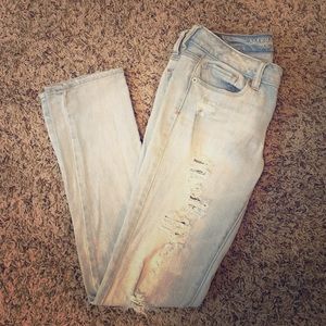 AEO light wash skinny stretch jeans
