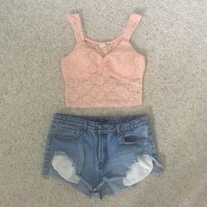 Forever 21 high waisted distressed shorts!