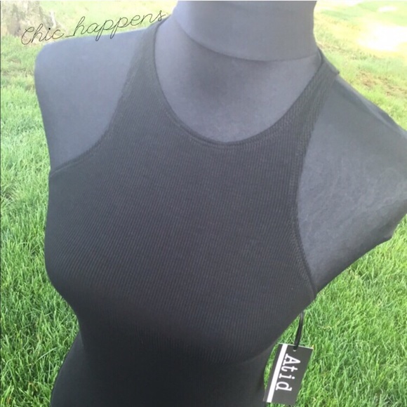 Black High Neck Ribbed Dress (S) - Picture 2 of 6