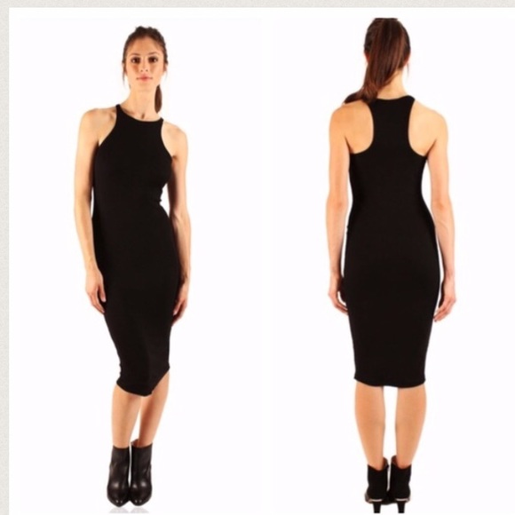 Black High Neck Ribbed Dress (S) - Picture 3 of 6