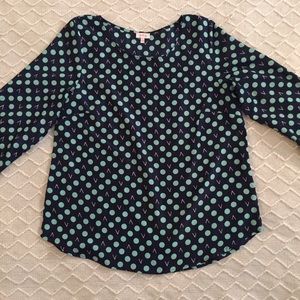 Pixley Bixby Dot Print 3/4 Tab Sleeve Blouse