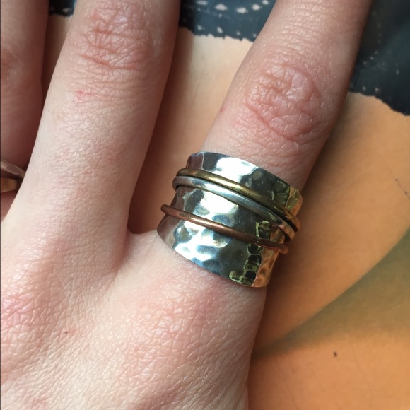 Sterling silver size 9 multi metal ring