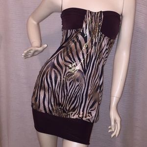 Tube top zebra print dress