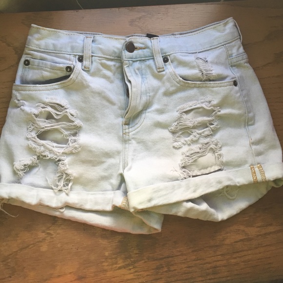 Faded baby blue high top shorts